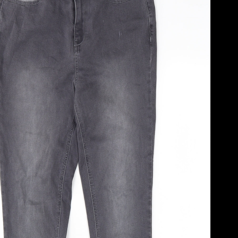 TU Womens Grey Cotton Tapered Jeans Size 12 L28 in Regular Zip