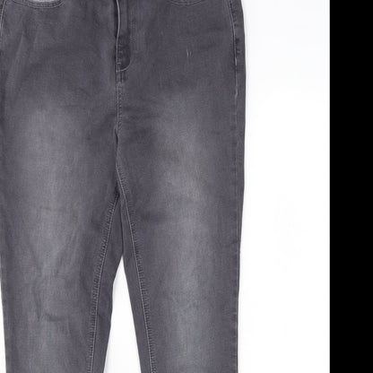 TU Womens Grey Cotton Tapered Jeans Size 12 L28 in Regular Zip