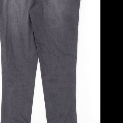 TU Womens Grey Cotton Tapered Jeans Size 12 L28 in Regular Zip