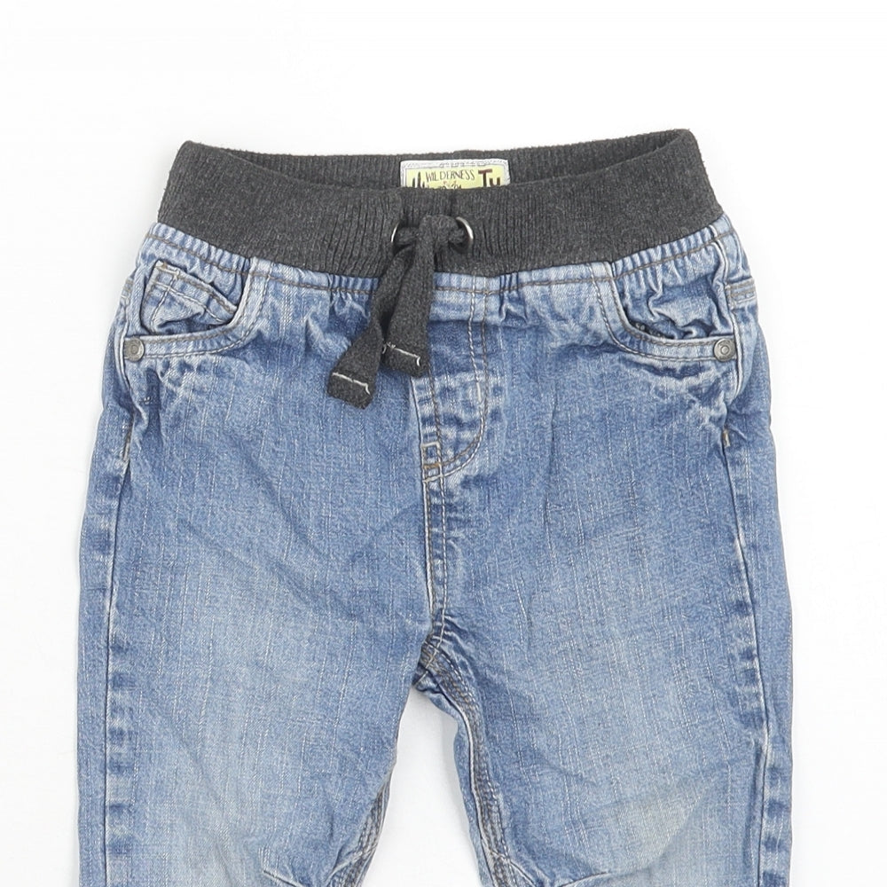 TU Boys Blue Cotton Tapered Jeans Size 2XS Regular Drawstring