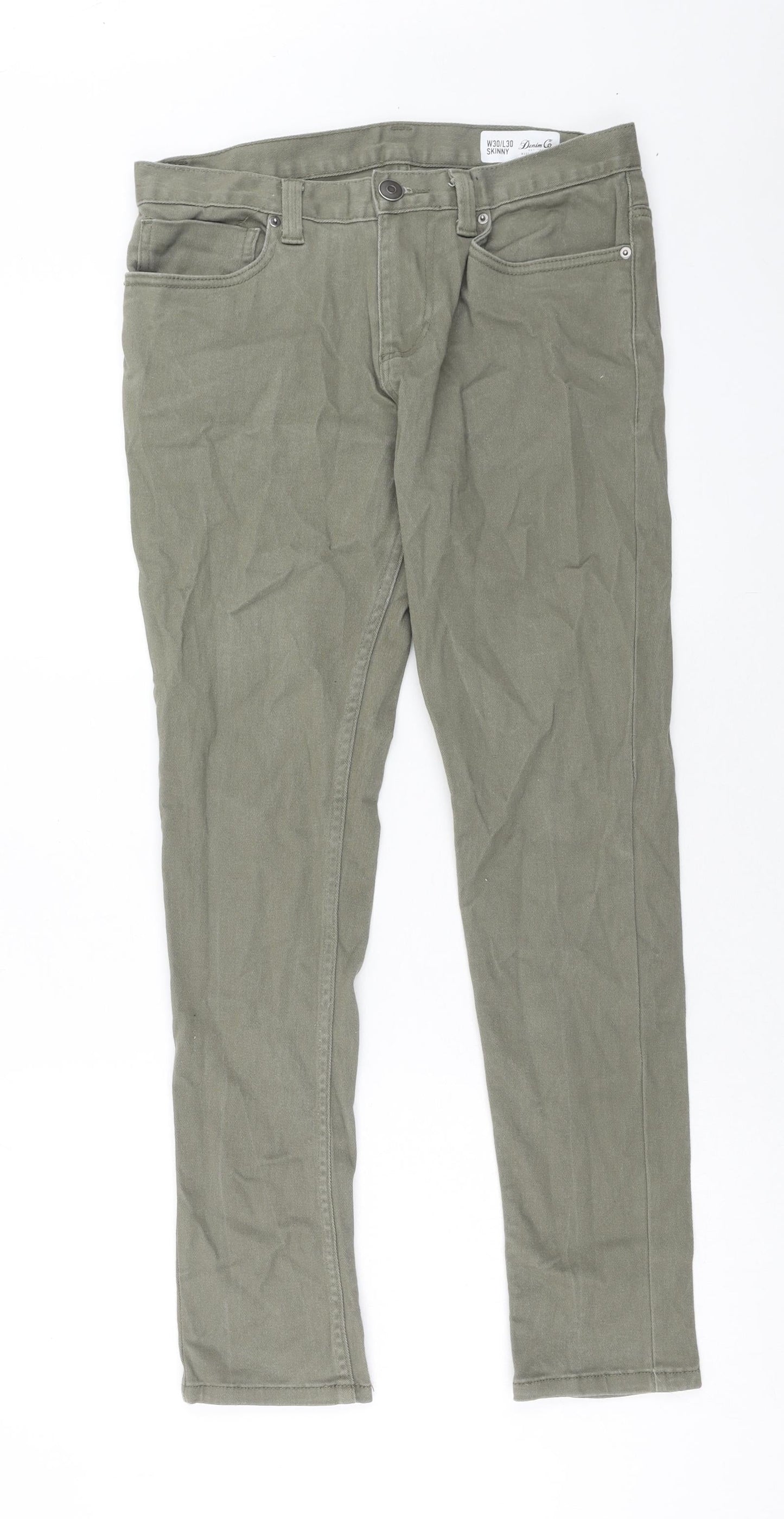 Denim & Co. Mens Green Cotton Skinny Jeans Size 30 in L30 in Regular Zip