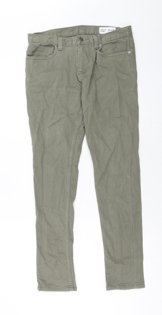 Denim & Co. Mens Green Cotton Skinny Jeans Size 30 in L30 in Regular Zip