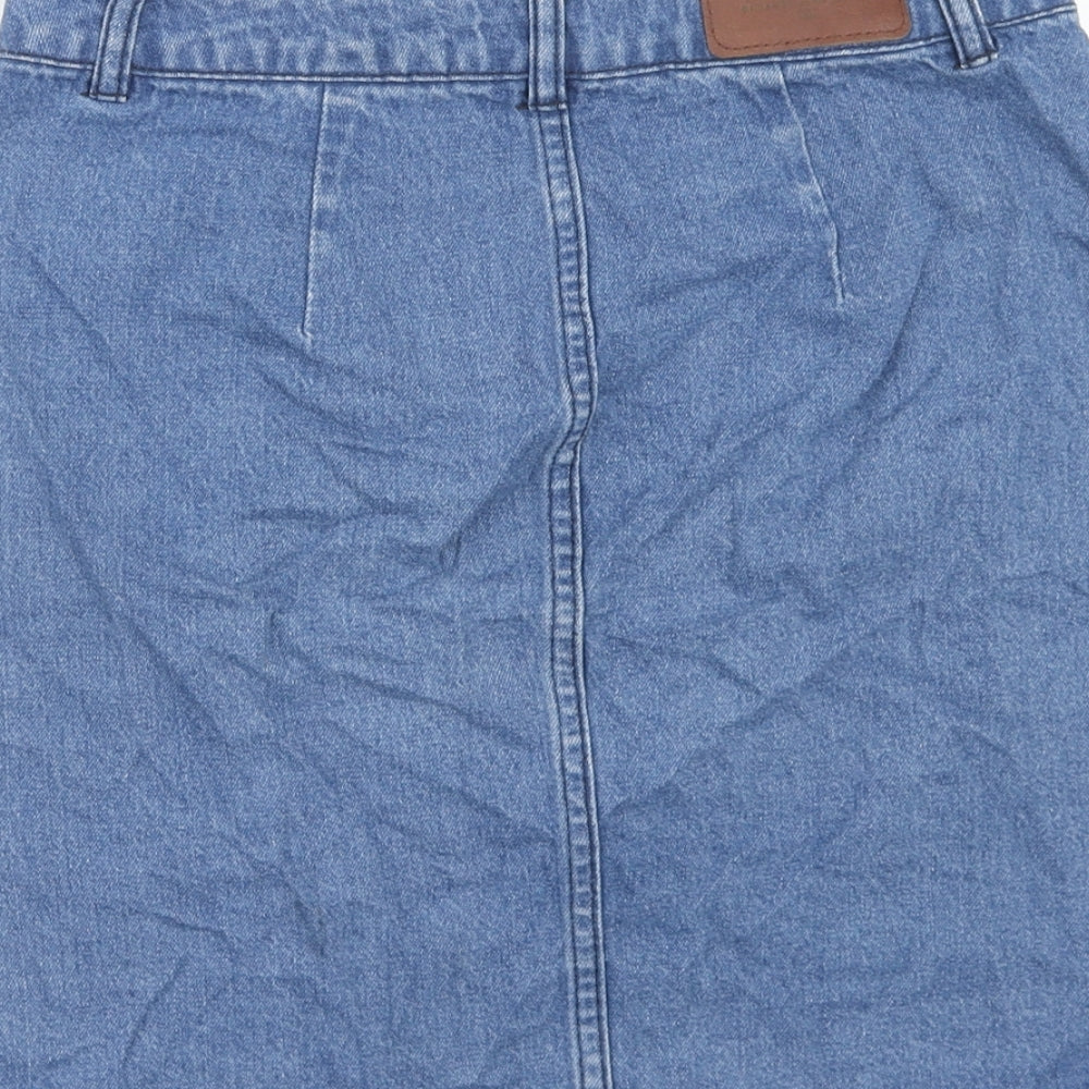 Only Womens Blue Cotton Straight & Pencil Skirt Size 6 Zip