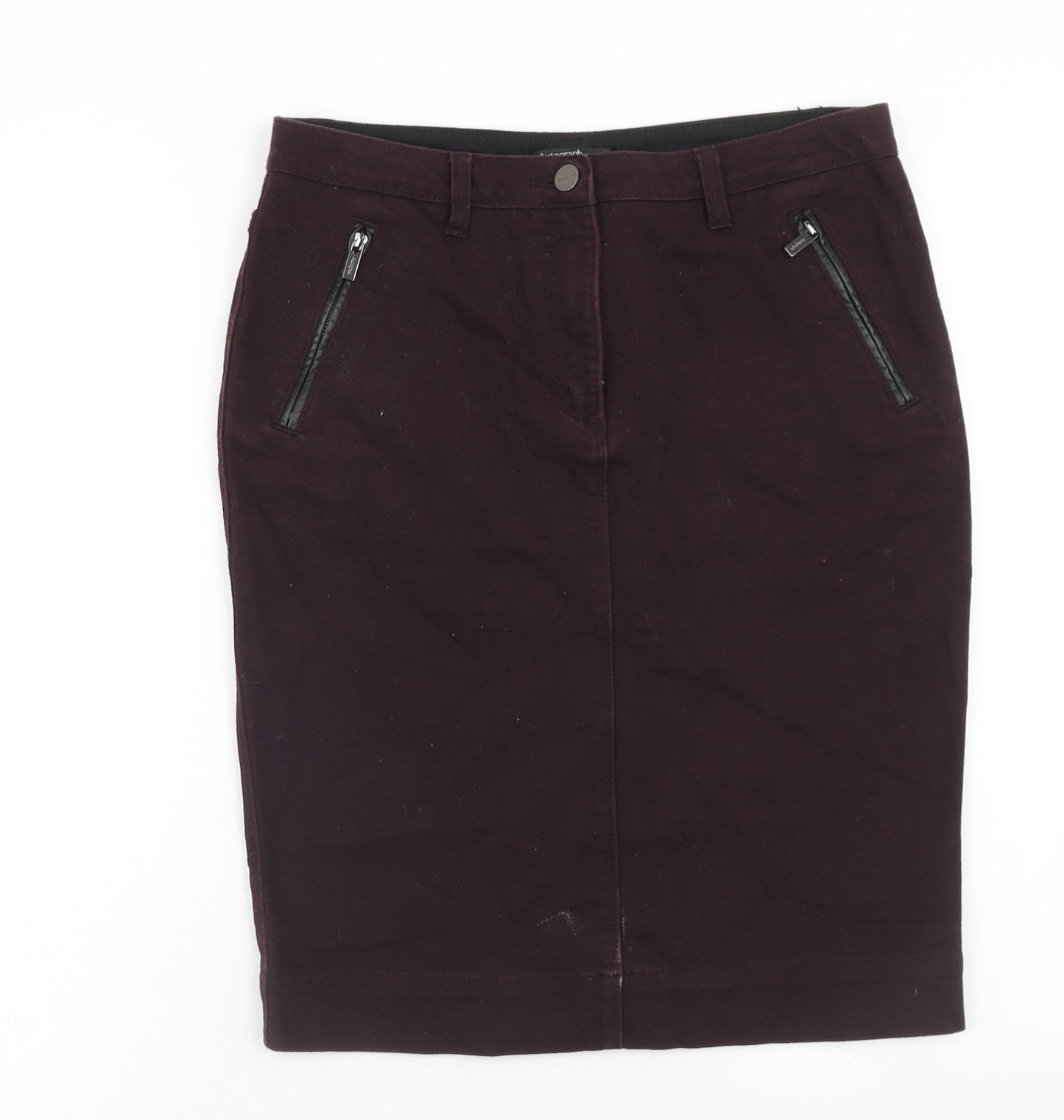 Autograph Womens Purple Cotton Straight & Pencil Skirt Size 12 Zip