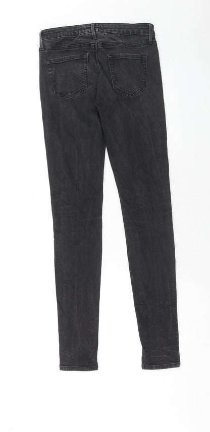 Uniqlo Womens Grey Cotton Skinny Jeans Size 24 in Regular Zip
