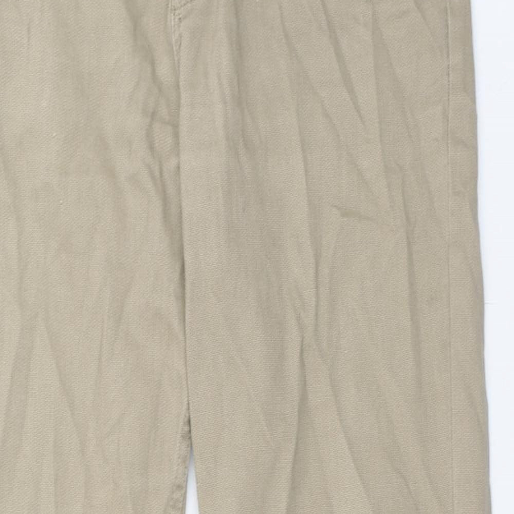Easy Mens Beige Cotton Straight Jeans Size 32 in Regular Zip