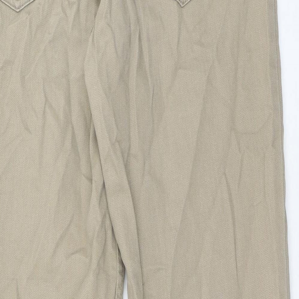 Easy Mens Beige Cotton Straight Jeans Size 32 in Regular Zip