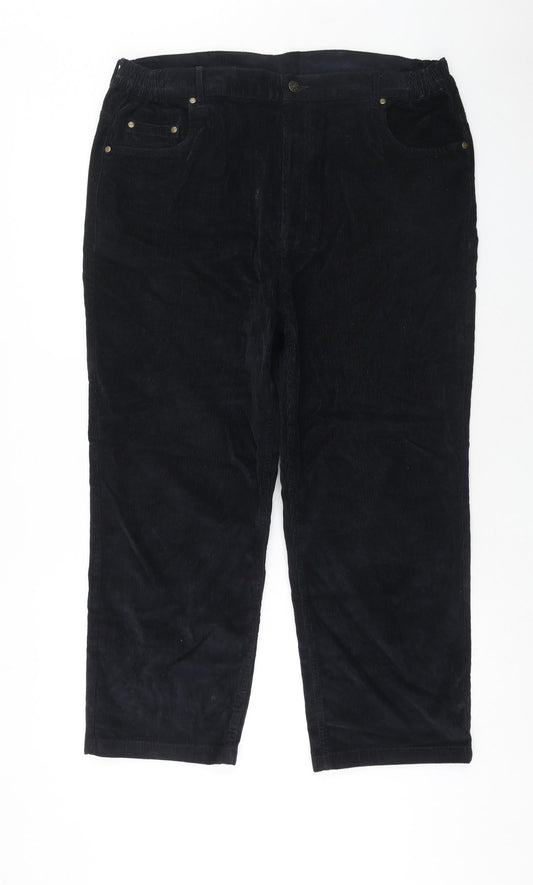 Pegasus Mens Blue Cotton Trousers Size 38 in L27 in Regular Zip