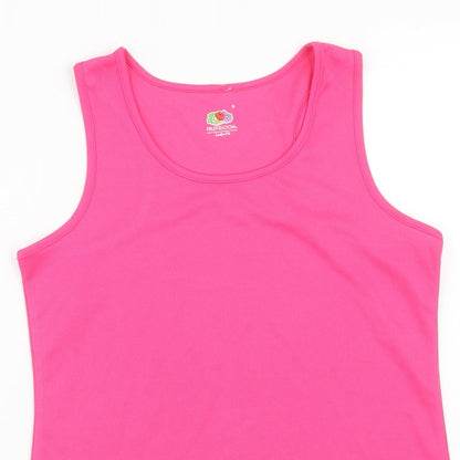 Fruit of the Loom Womens Pink Polyester Basic Tank Size S Scoop Neck Pullover