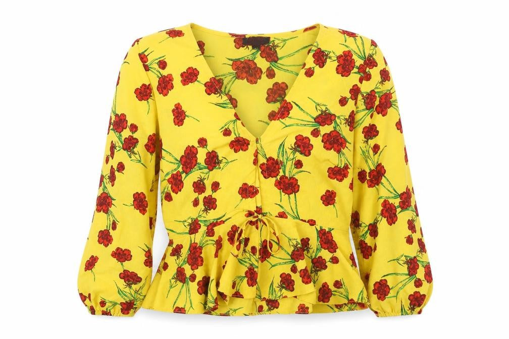Womens UK Size 10 Topshop Yellow Basic Blouse