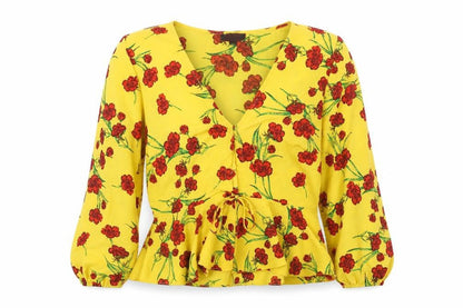 Womens UK Size 10 Topshop Yellow Basic Blouse