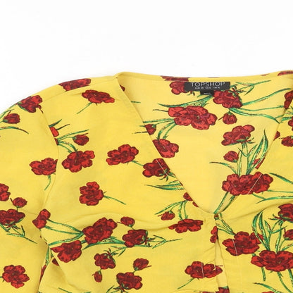 Womens UK Size 10 Topshop Yellow Basic Blouse