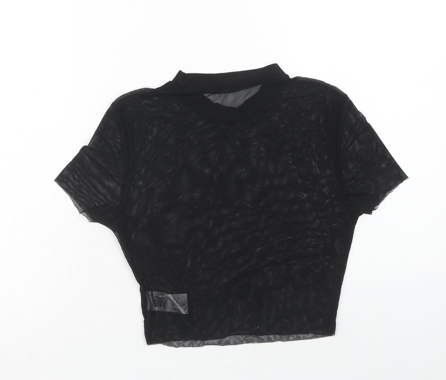 SheIn Womens Black Polyamide Basic Blouse Size M Round Neck