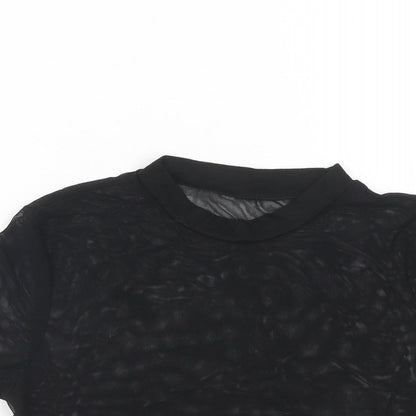 SheIn Womens Black Polyamide Basic Blouse Size M Round Neck