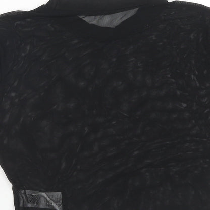 SheIn Womens Black Polyamide Basic Blouse Size M Round Neck