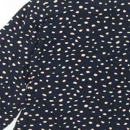 Kirei Womens Blue Geometric Viscose Basic Blouse Size XS Round Neck