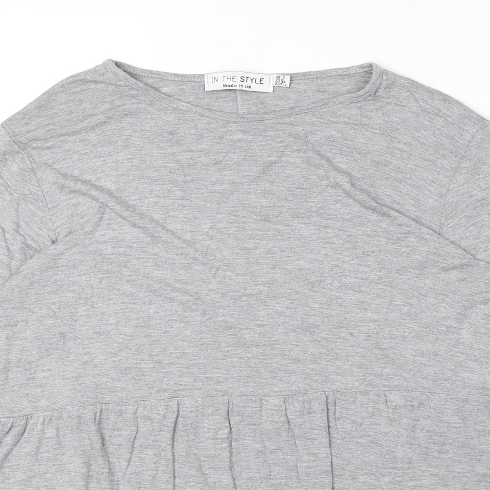 Womens UK Size 12 In the Style Grey Basic T-Shirt
