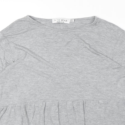 Womens UK Size 12 In the Style Grey Basic T-Shirt