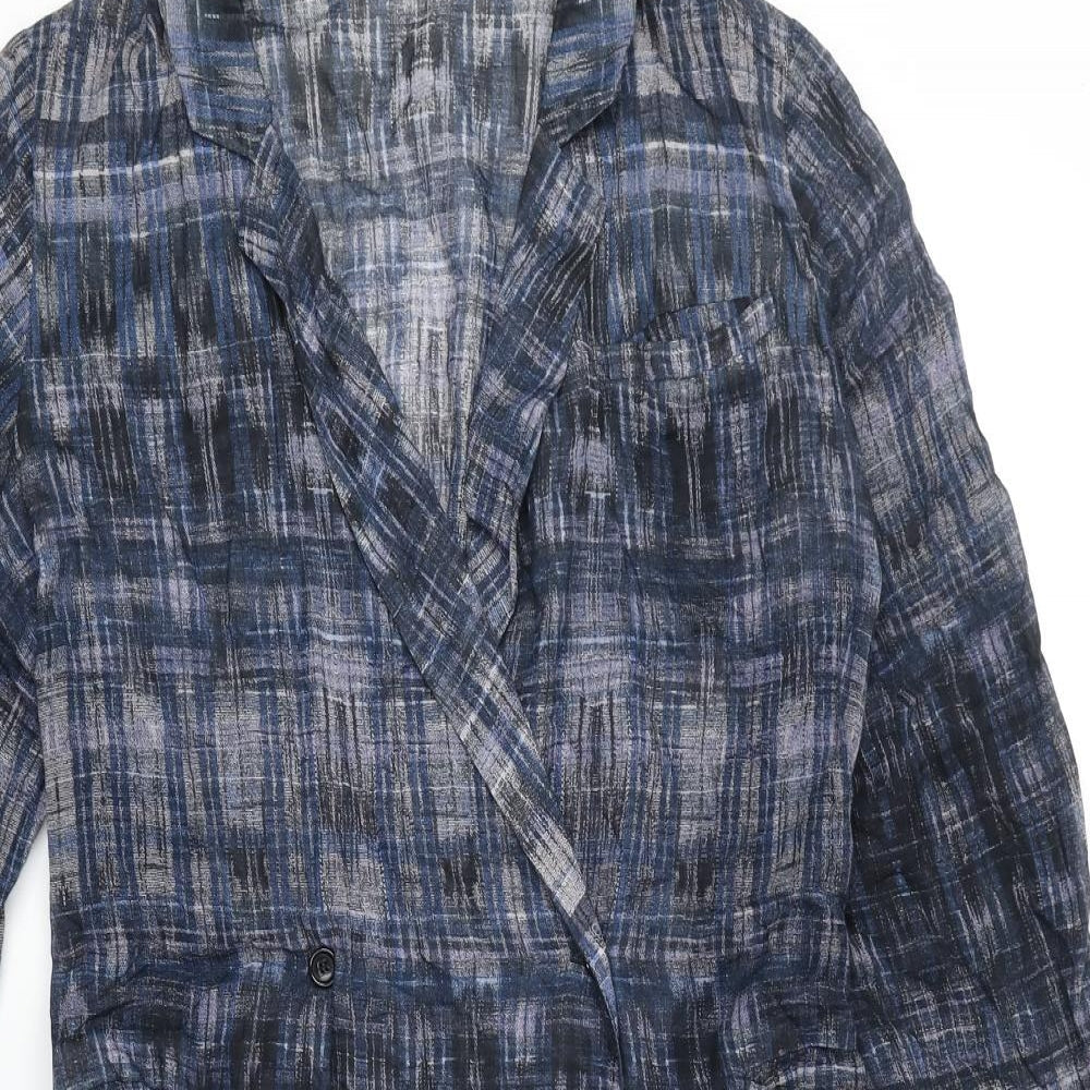 Hope Womens Blue Geometric 100% Cotton Jacket Dress Size 10 Collared Button