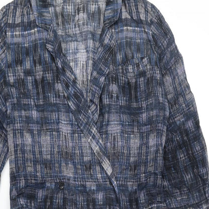 Hope Womens Blue Geometric 100% Cotton Jacket Dress Size 10 Collared Button