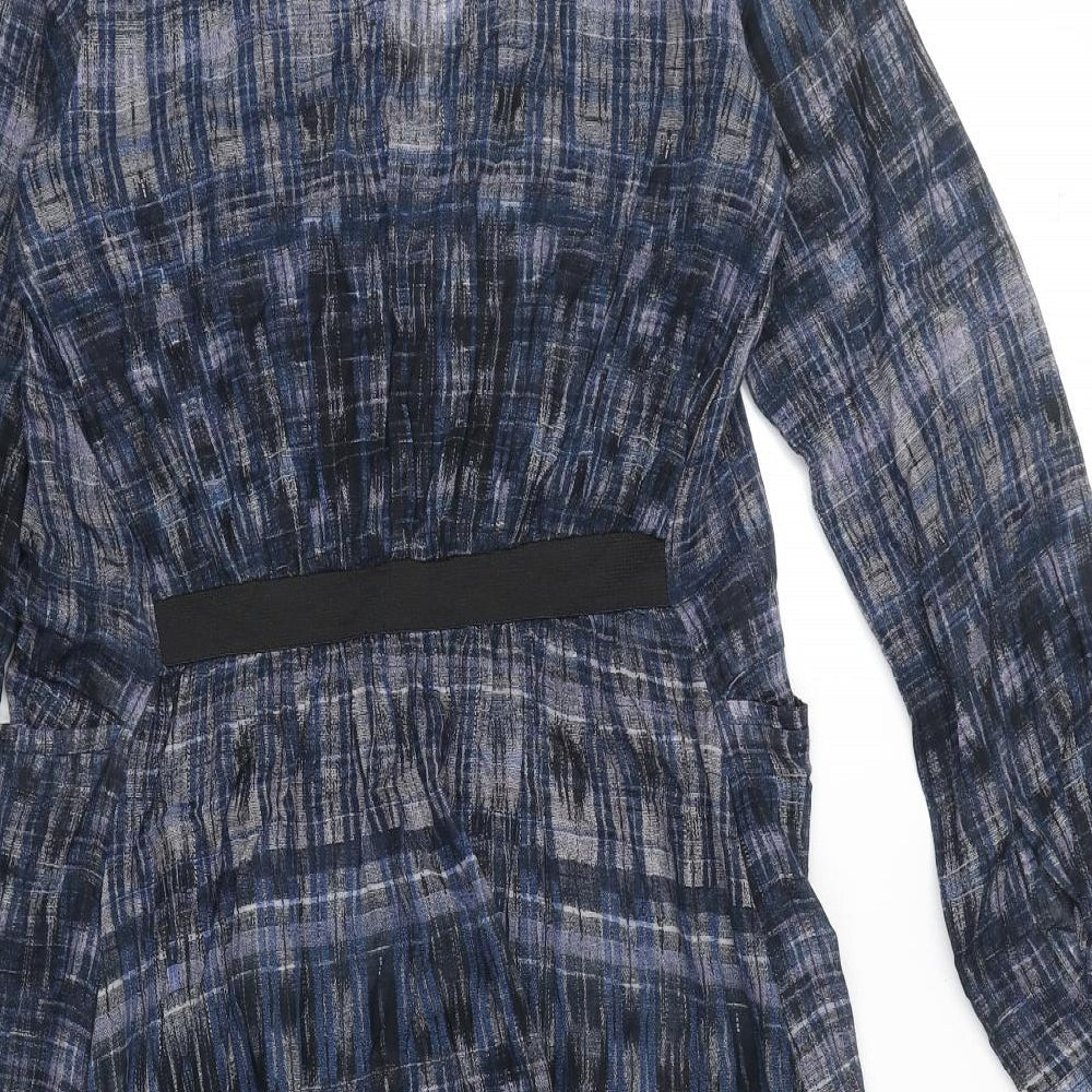 Hope Womens Blue Geometric 100% Cotton Jacket Dress Size 10 Collared Button