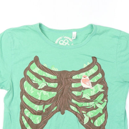 Womens UK Size S Preworn Green Basic T-Shirt