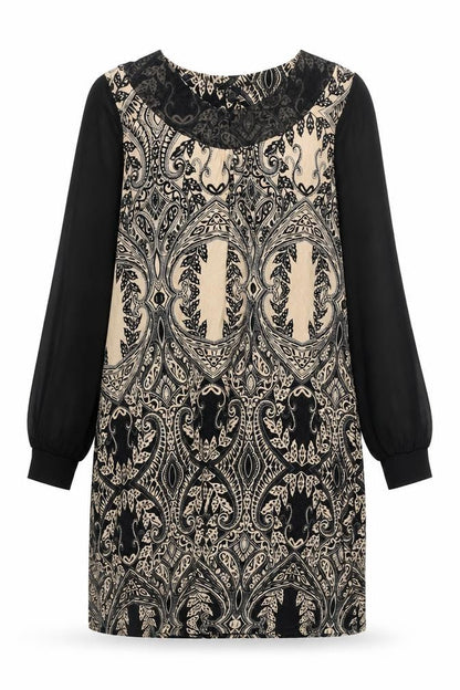 Debenhams Womens Black Geometric Polyester A-Line Size 12 Round Neck Pullover