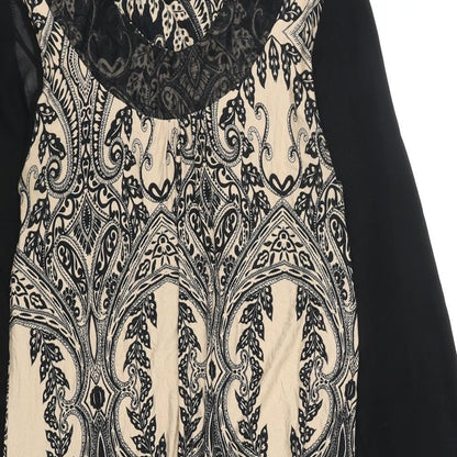 Debenhams Womens Black Geometric Polyester A-Line Size 12 Round Neck Pullover