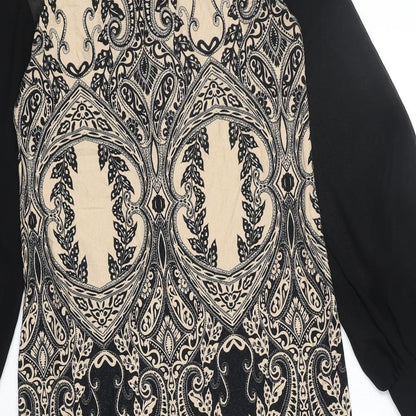 Debenhams Womens Black Geometric Polyester A-Line Size 12 Round Neck Pullover