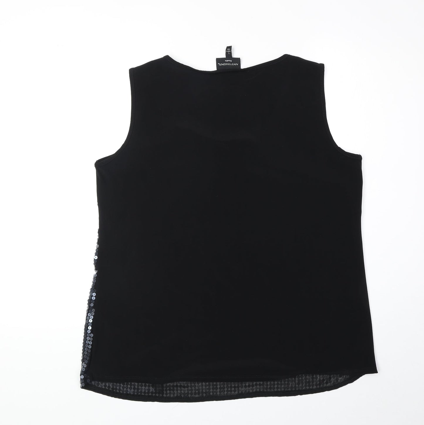 Womens UK Size L Antthony Black Basic Tank