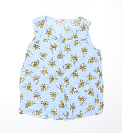 Esprit Womens Blue Geometric Polyester Basic Blouse Size 8 V-Neck