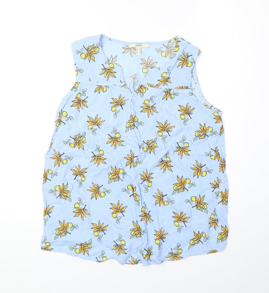 Esprit Womens Blue Geometric Polyester Basic Blouse Size 8 V-Neck