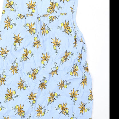 Esprit Womens Blue Geometric Polyester Basic Blouse Size 8 V-Neck