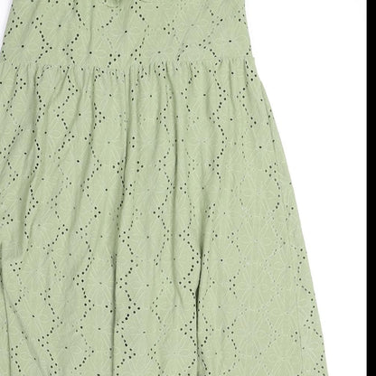 Mamalicious Womens Green Geometric Polyester Trapeze & Swing Size M Off the Shoulder Pullover