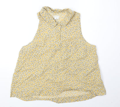 Cooperative Womens Yellow Geometric 100% Cotton Basic Blouse Size L Collared