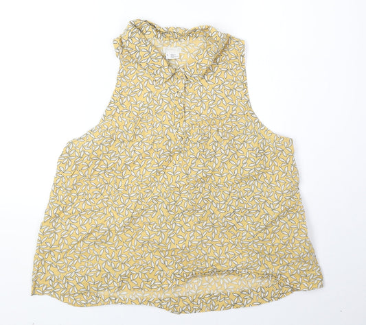 Cooperative Womens Yellow Geometric 100% Cotton Basic Blouse Size L Collared