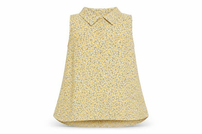 Cooperative Womens Yellow Geometric 100% Cotton Basic Blouse Size L Collared