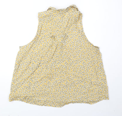 Cooperative Womens Yellow Geometric 100% Cotton Basic Blouse Size L Collared