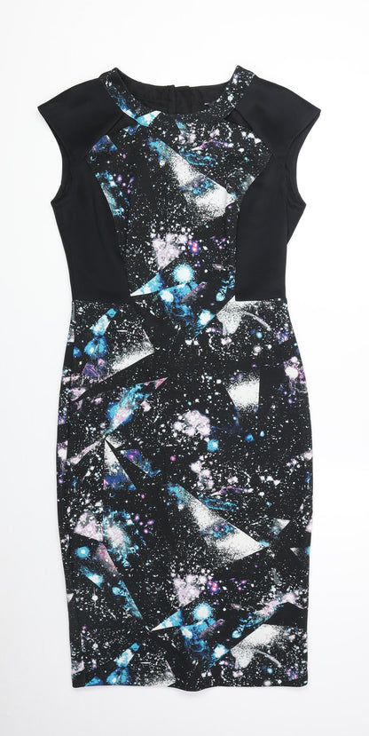 Marks and Spencer Womens Multicoloured Geometric Polyester A-Line Size 10 Round Neck Zip