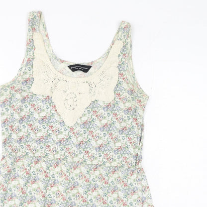 Dorothy Perkins Womens Green Floral Cotton Tank Dress Size 6 Scoop Neck Pullover