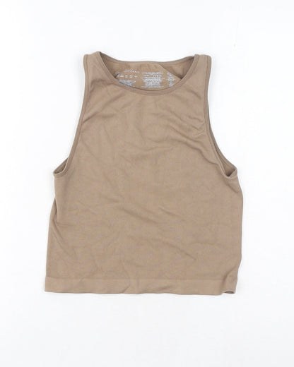 Primark Womens Brown Polyester Basic Tank Size M Round Neck