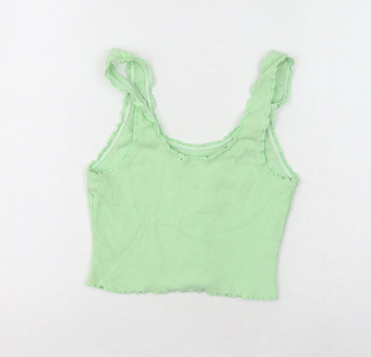 ASOS Womens Green Cotton Cropped Tank Size 10 Scoop Neck