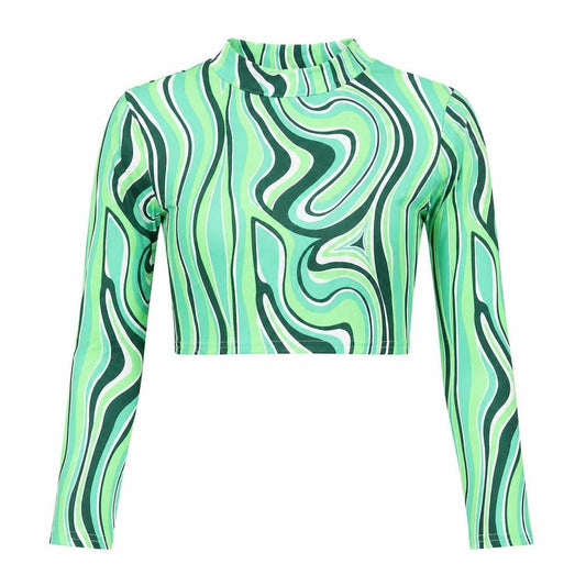 Womens UK Size S SheIn Green Cropped Blouse