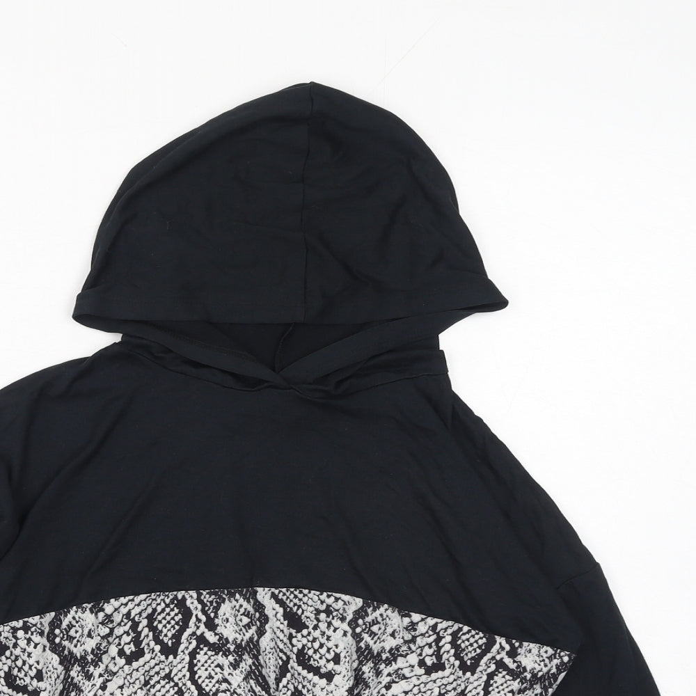 Matalan Girls Black Animal Print Polyester Pullover Hoodie Size 9 Years Pullover - Cropped Snake Skin Print
