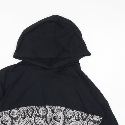 Matalan Girls Black Animal Print Polyester Pullover Hoodie Size 9 Years Pullover - Cropped Snake Skin Print