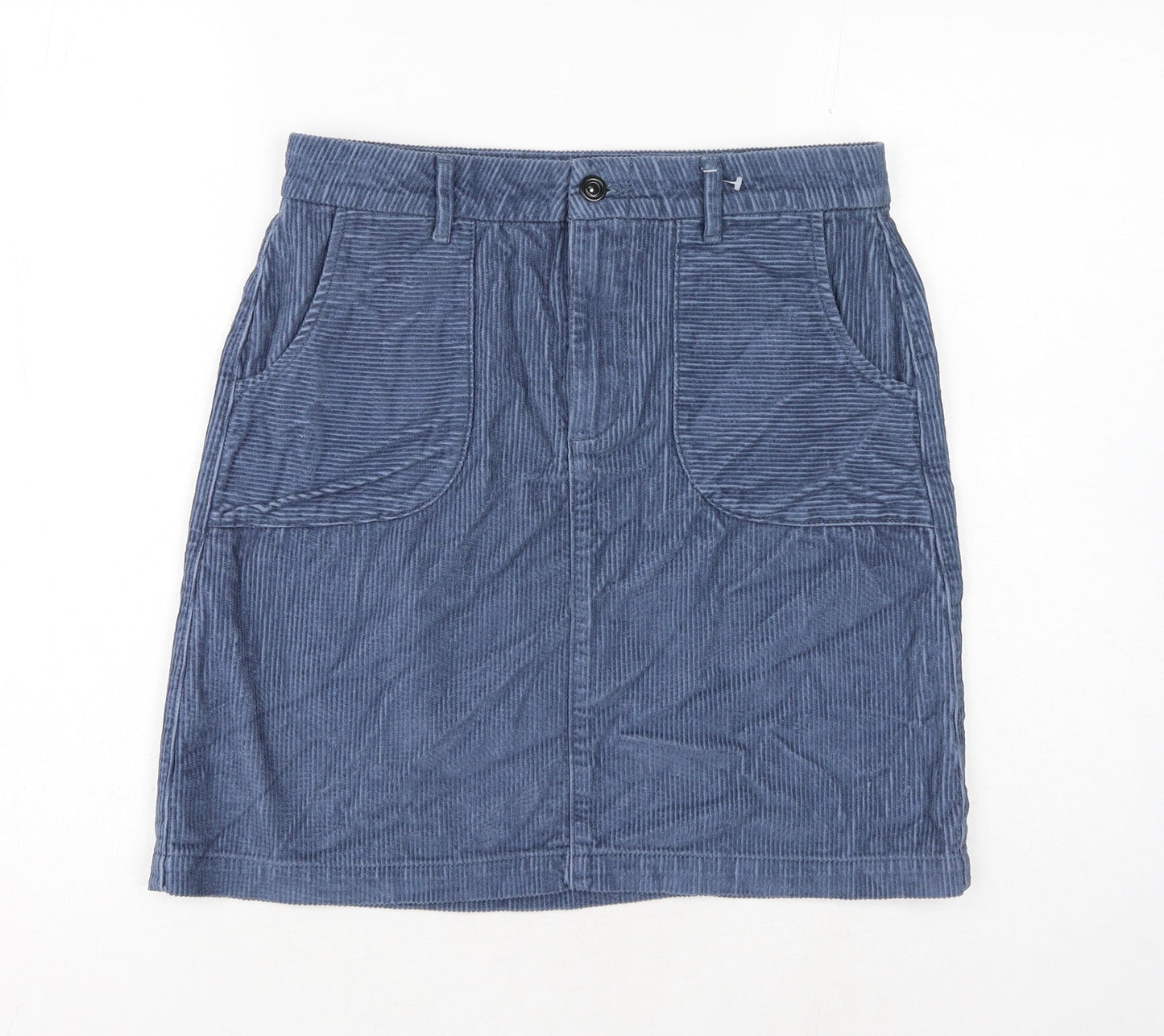 TU Womens Blue Cotton Straight & Pencil Skirt Size 10 Button