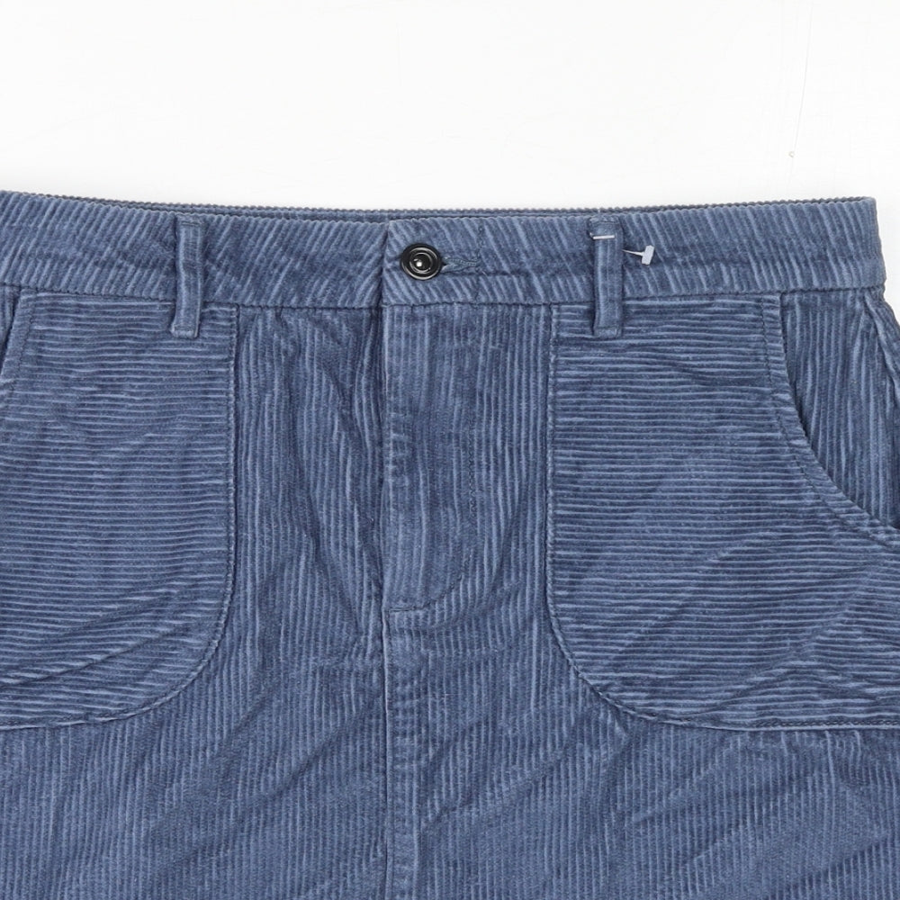 TU Womens Blue Cotton Straight & Pencil Skirt Size 10 Button