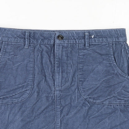 TU Womens Blue Cotton Straight & Pencil Skirt Size 10 Button