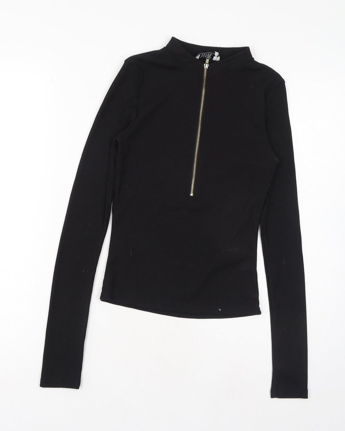 Monica Geuze Womens Black Polyester Basic Blouse Size XS Round Neck