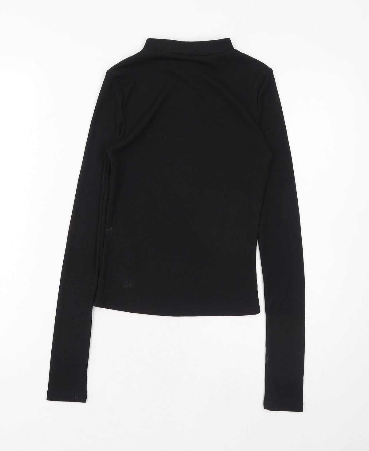 Monica Geuze Womens Black Polyester Basic Blouse Size XS Round Neck